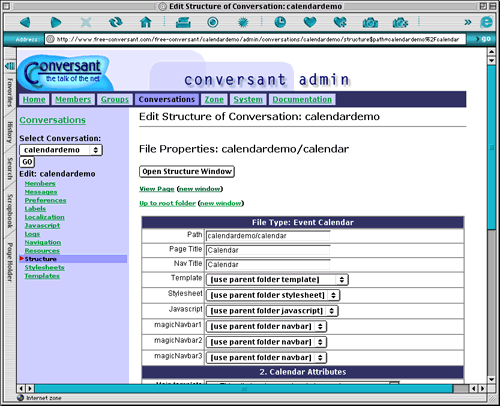 Calendar Properties Editor