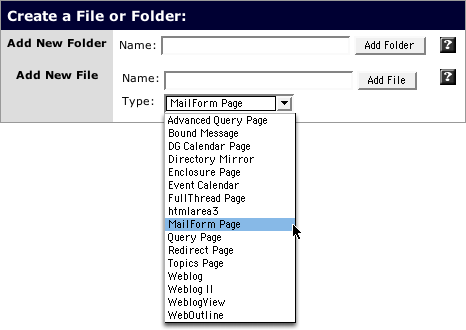 Selecting Mailform Page
